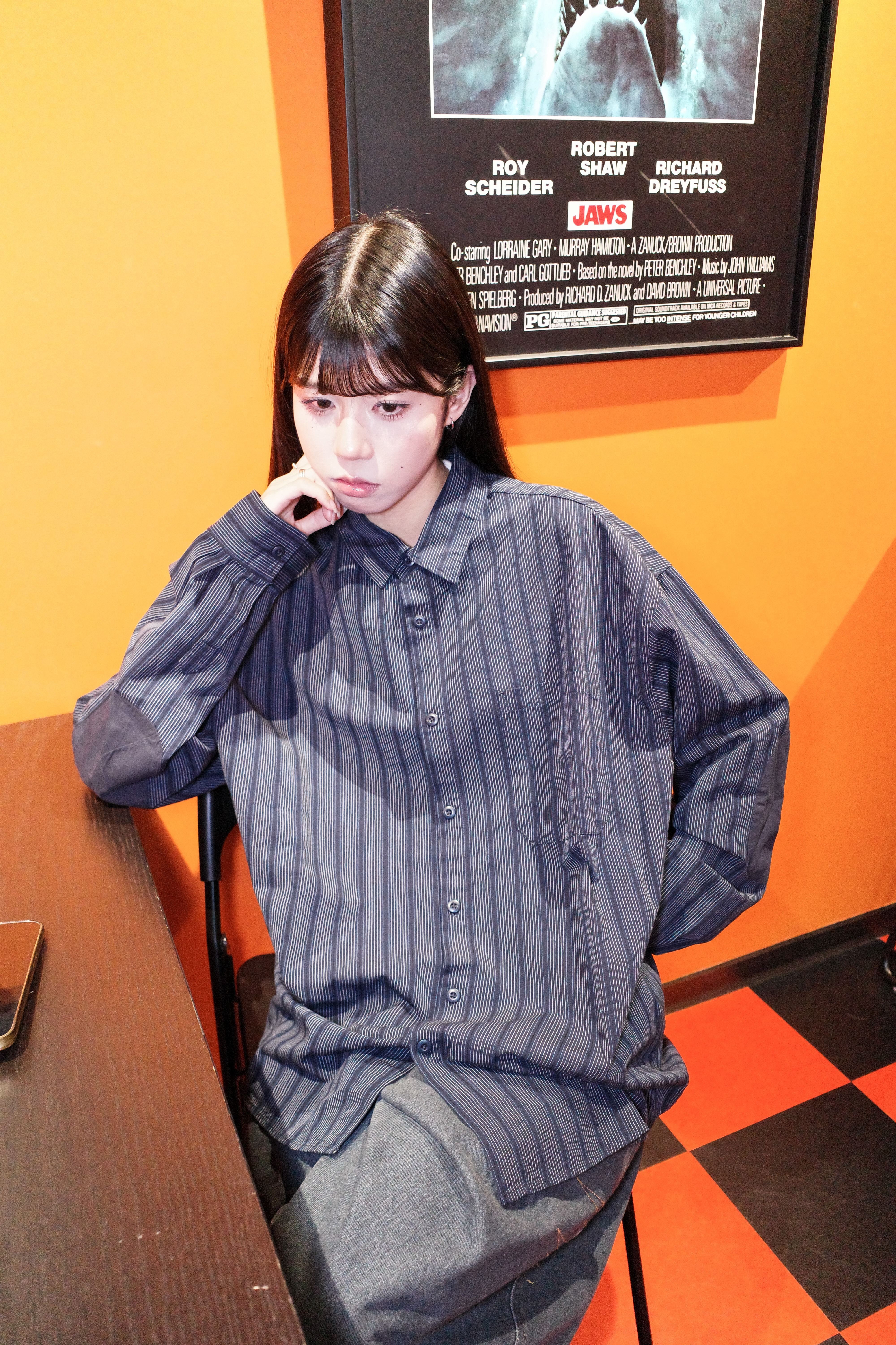 『Always_Good』直條紋 拼接 補丁 長袖襯衫