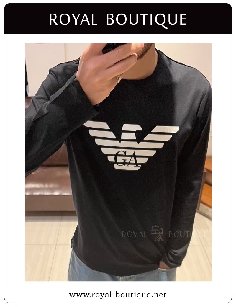 Emporio Armani 胸前經典老鷹LOGO薄長T