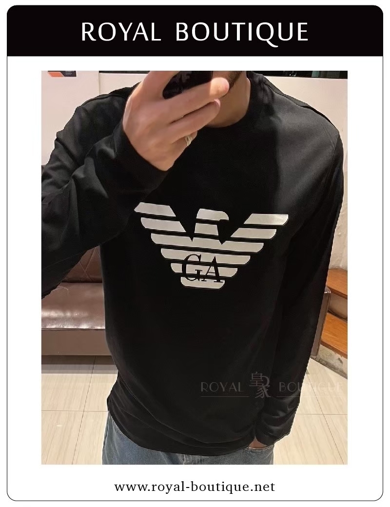 Emporio Armani 胸前經典老鷹LOGO薄長T