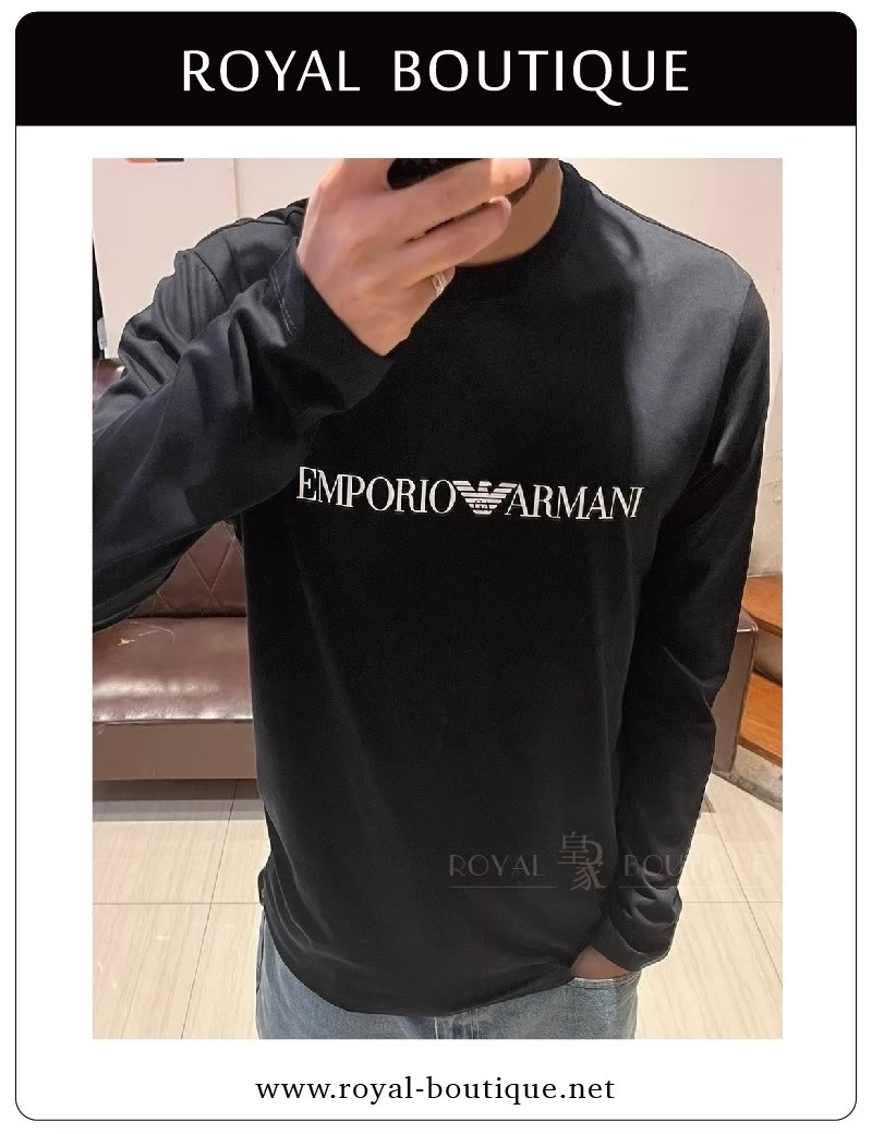 Emporio Armani 左胸LOGO經典小標薄長T