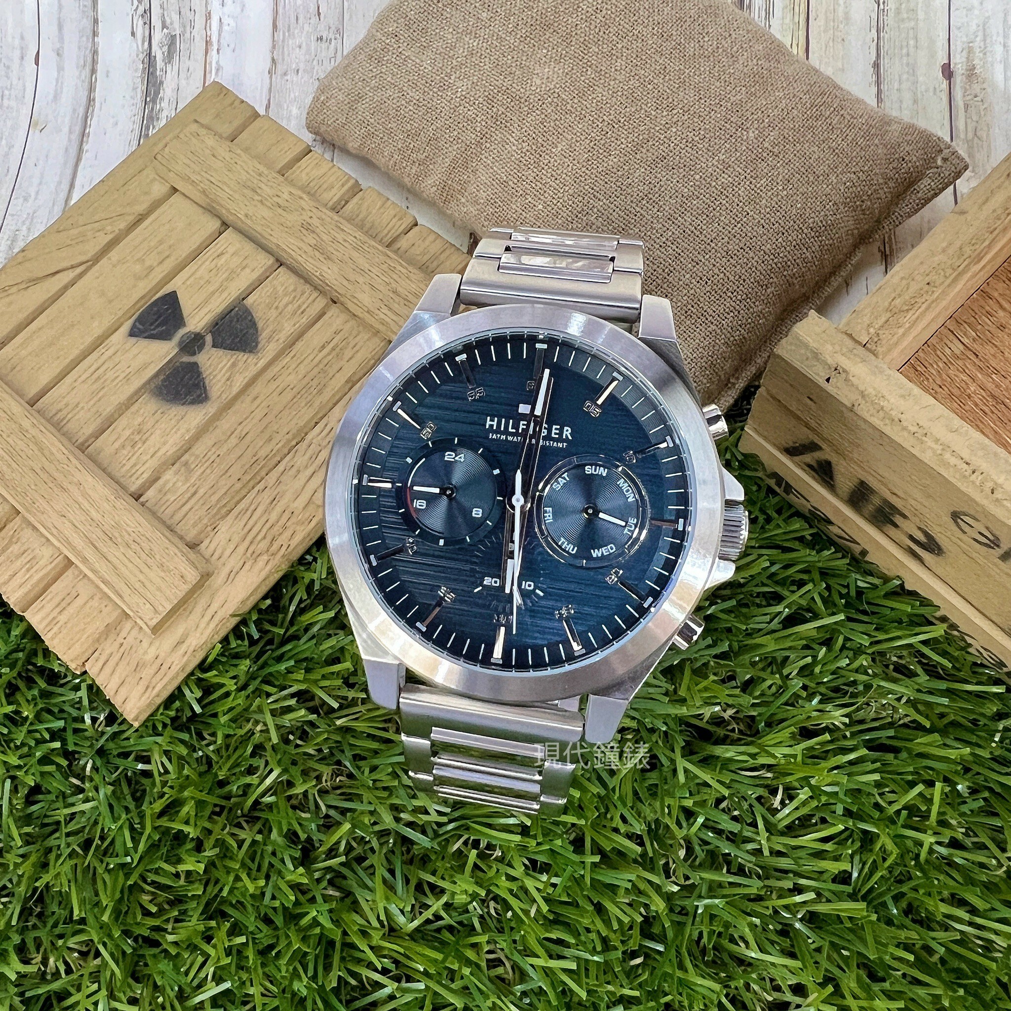 【Tommy Hilfiger】冽鋼金屬紋三眼腕錶1710518 46mm 現代鐘錶