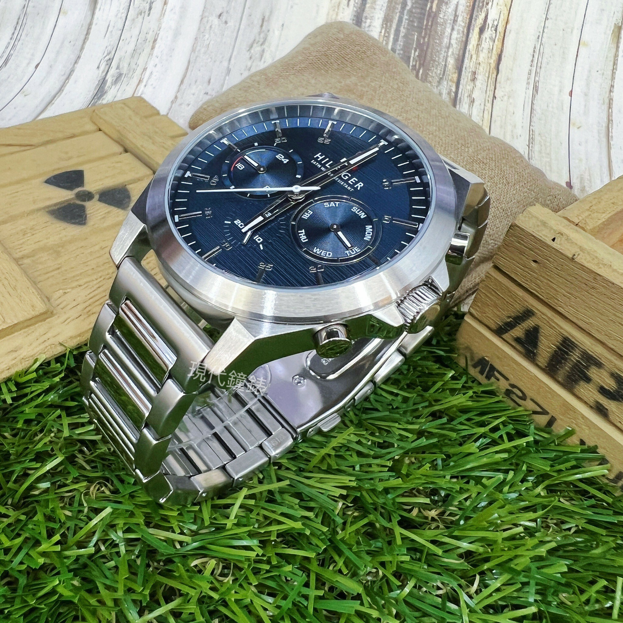 【Tommy Hilfiger】冽鋼金屬紋三眼腕錶1710518 46mm 現代鐘錶