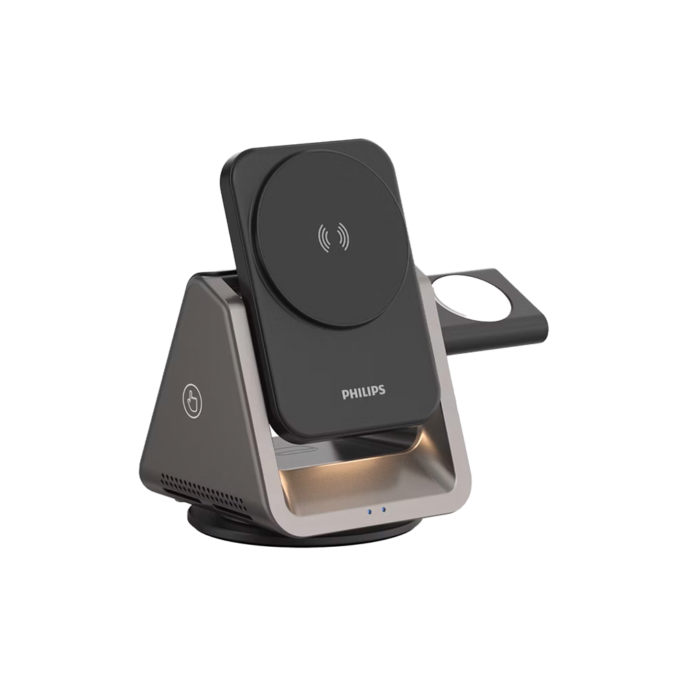 PHILIPS 飛利浦 黑金剛 磁吸三合一磁吸充電座 DLK3540Q