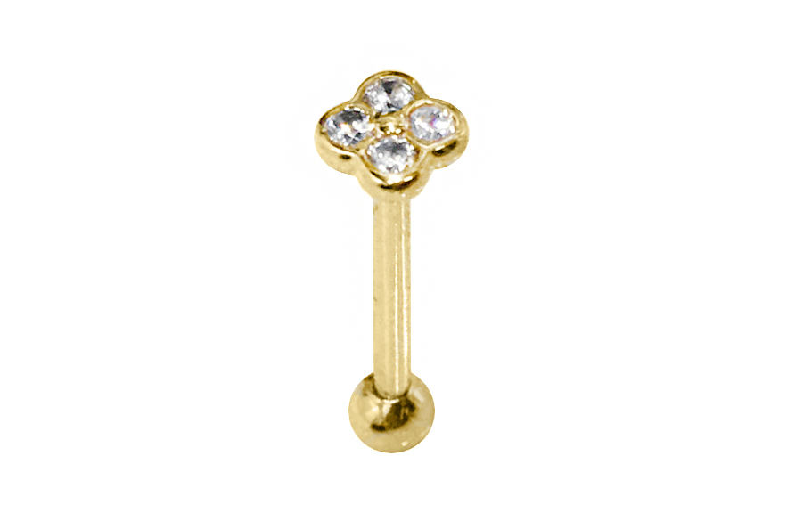 14K Gold Flower Tongue Barbell