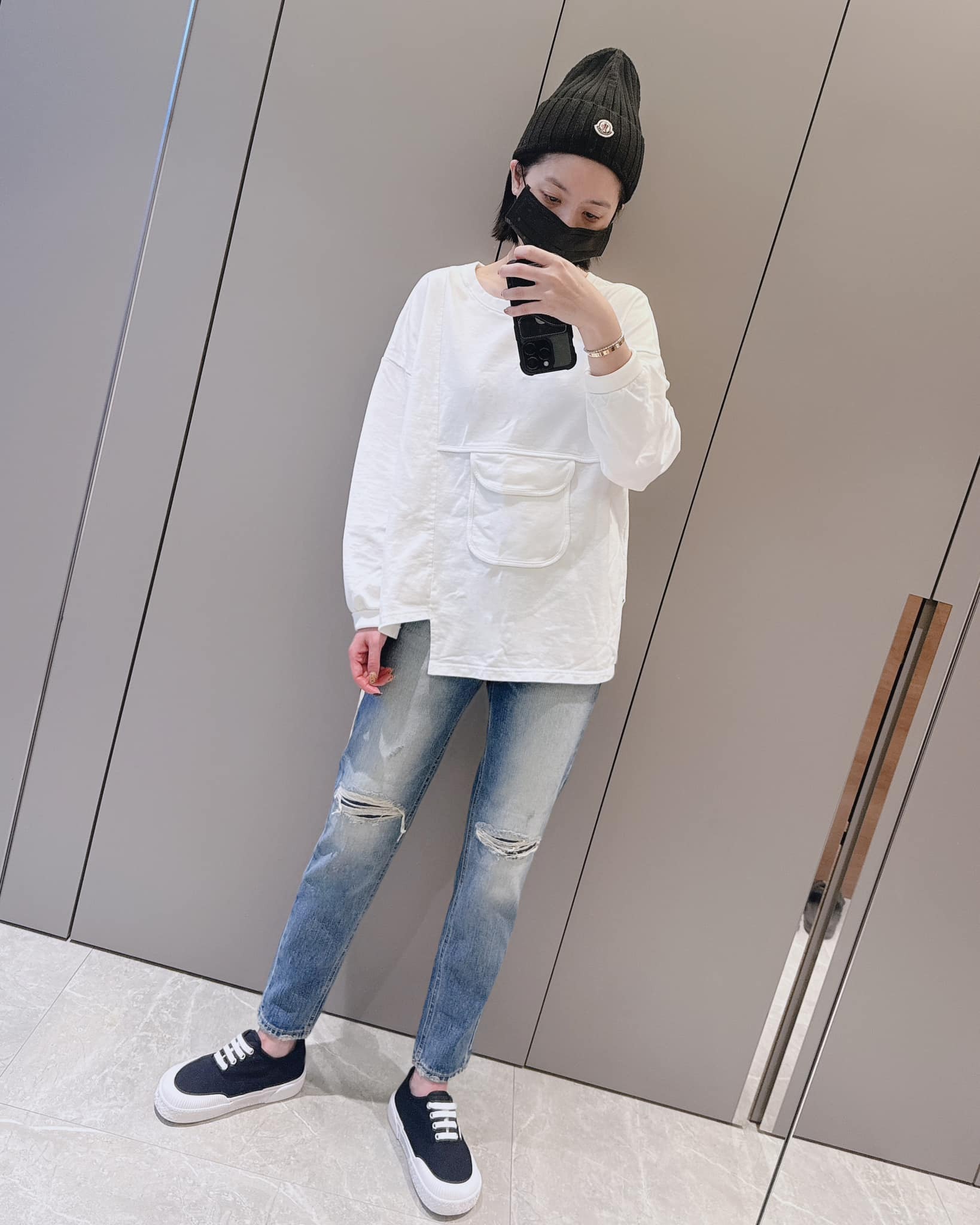 春夏新款/口袋造型薄衛衣長t