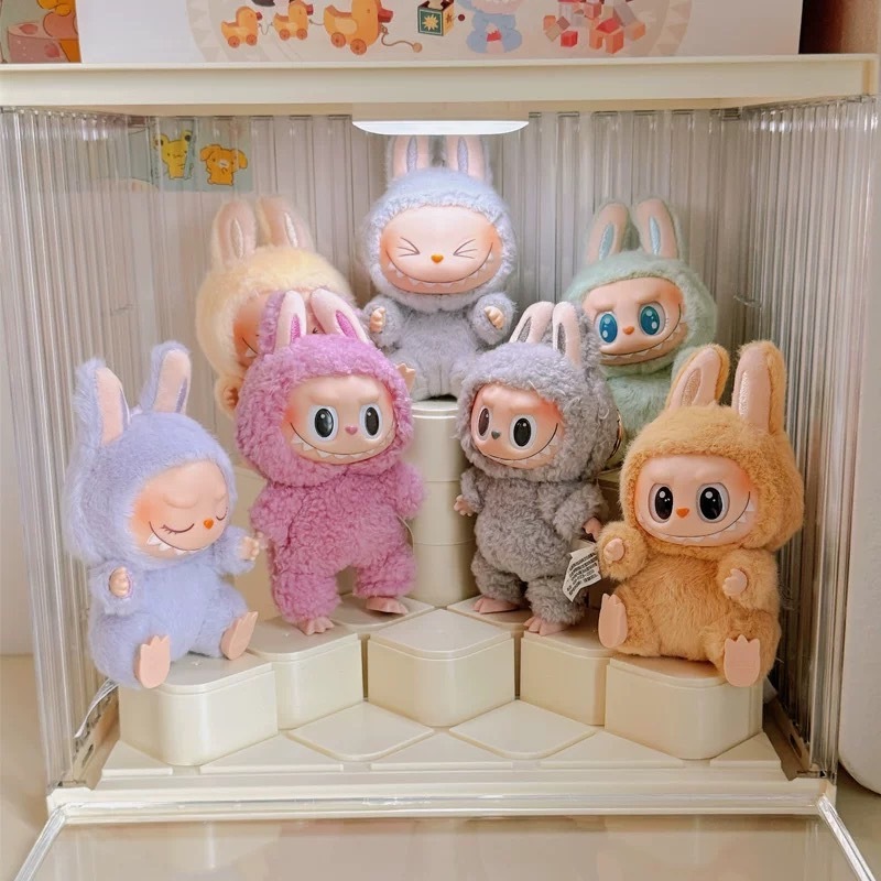 Labubu 積木展示櫃 發光 收納盒 公仔 防塵展示 盲盒
