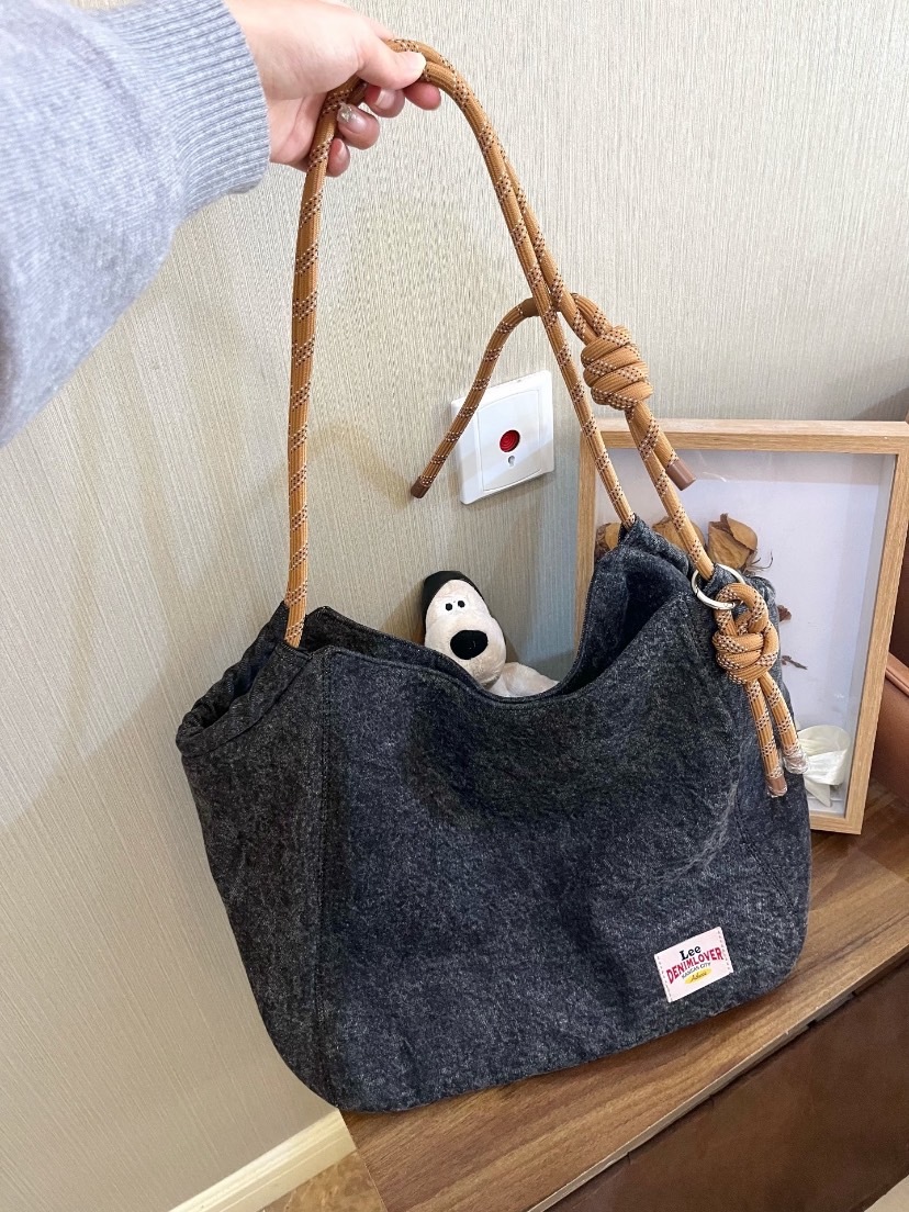 LEE 復古水洗 編織抽繩包 水洗黑色 LE240127M-801