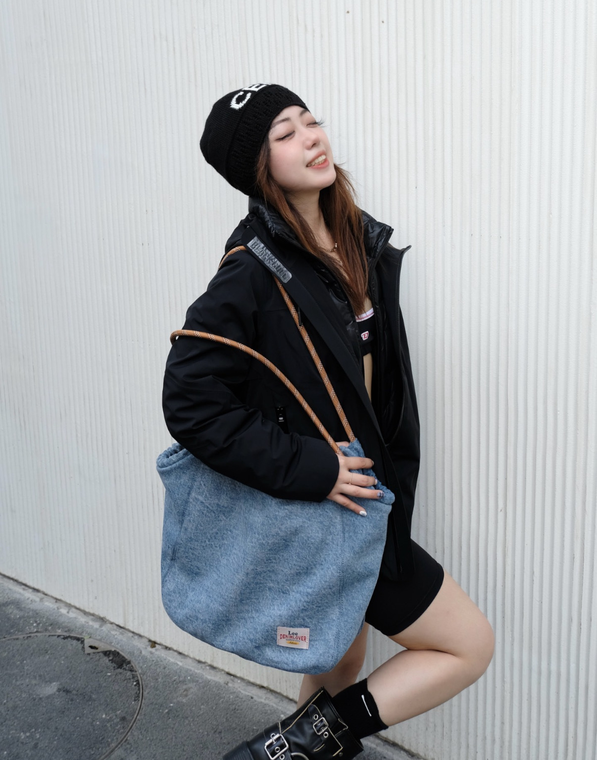 LEE 復古水洗 編織抽繩包 水洗藍色 LE240127M-503