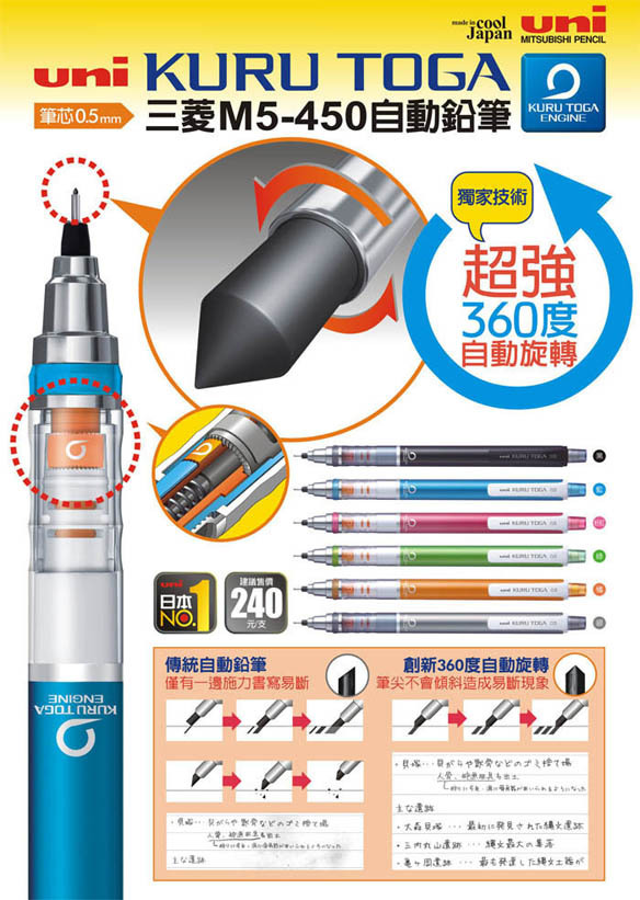 Uni KURU TOGA 360度旋轉自動鉛筆