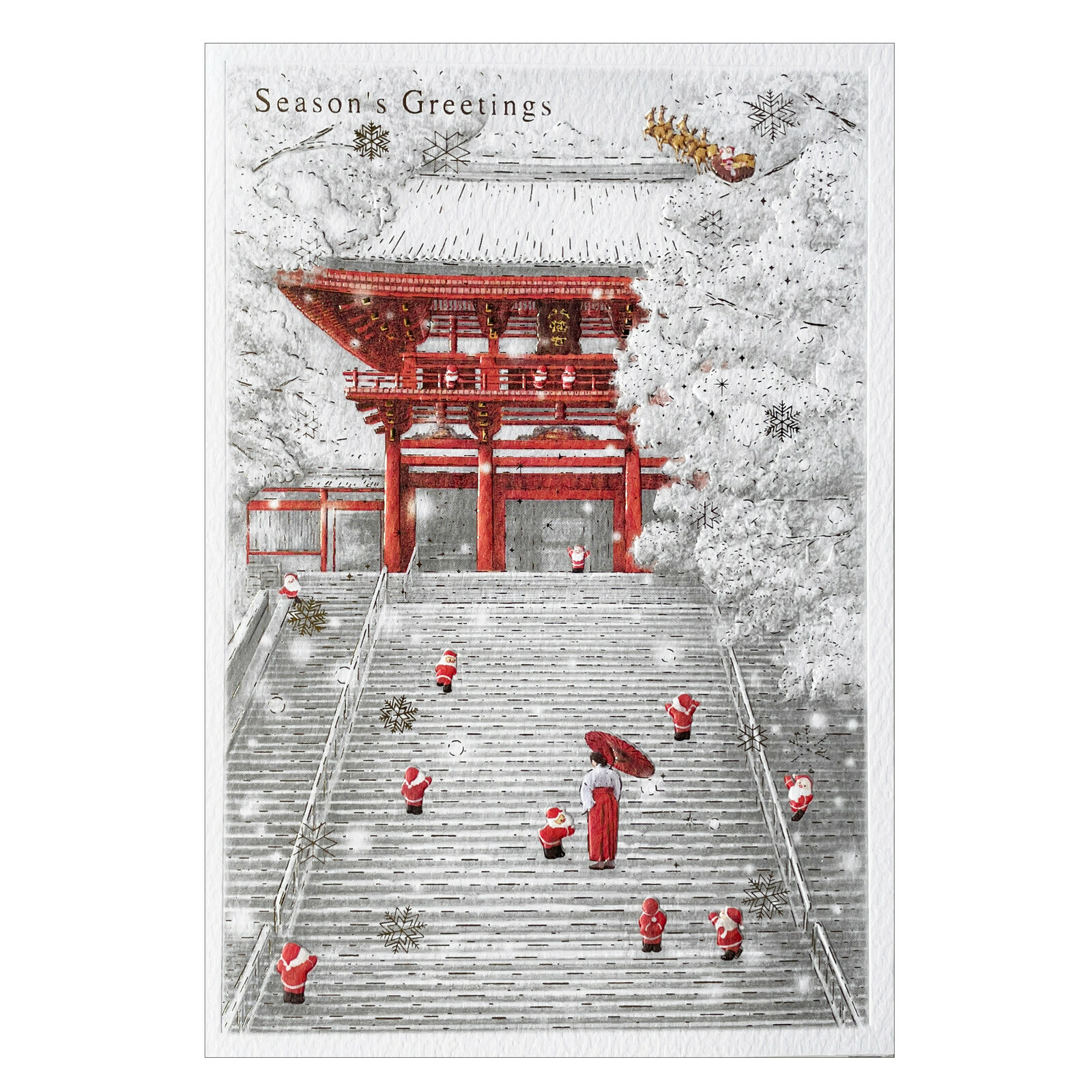 [聖誕賀卡] 日式迷你聖誕老人賀卡/雪景神龕