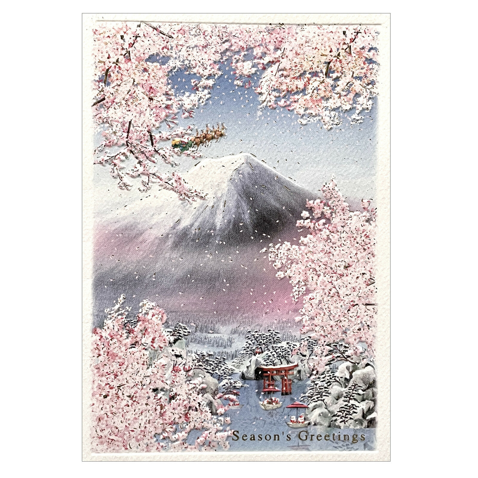 [聖誕賀卡] 日式迷你聖誕老人賀卡/富士山
