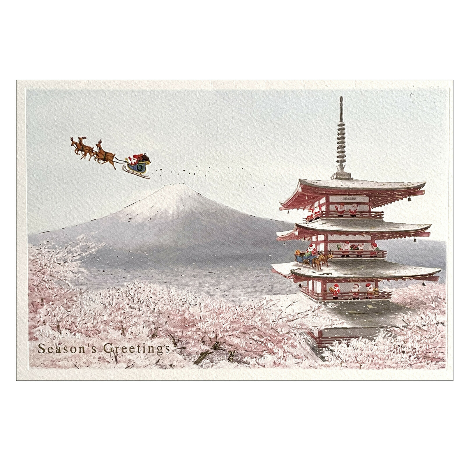 [聖誕賀卡] 日式迷你聖誕老人賀卡/富士淺間神社