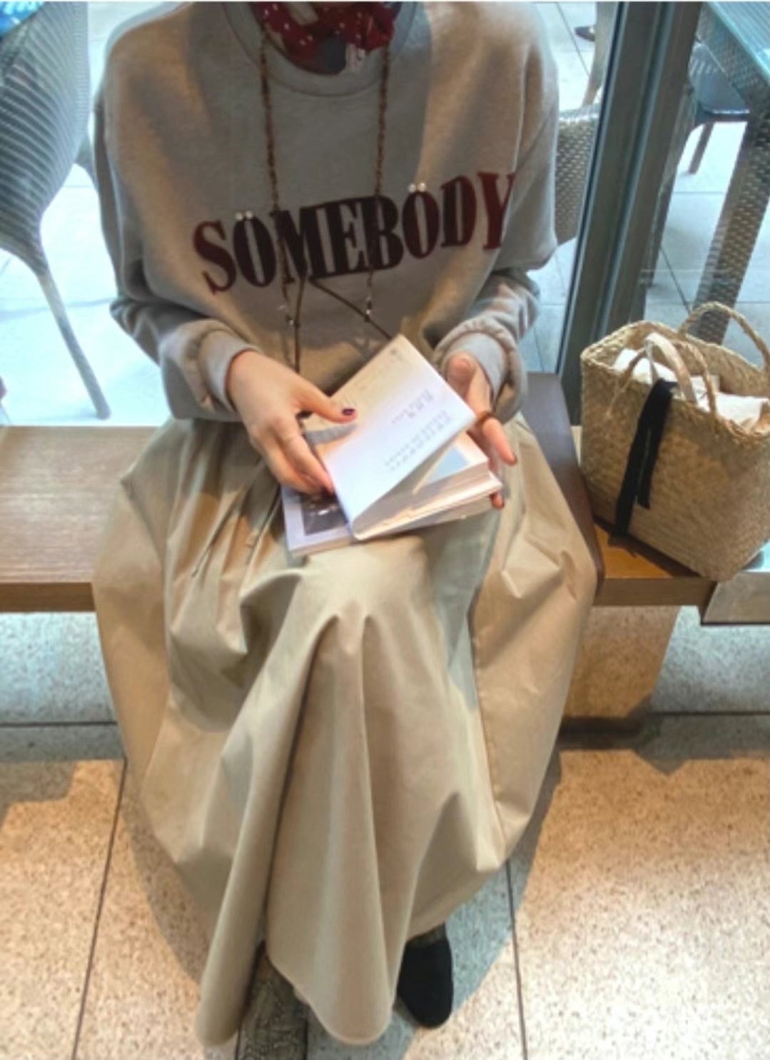 正韓磨毛Somebody字母衛衣