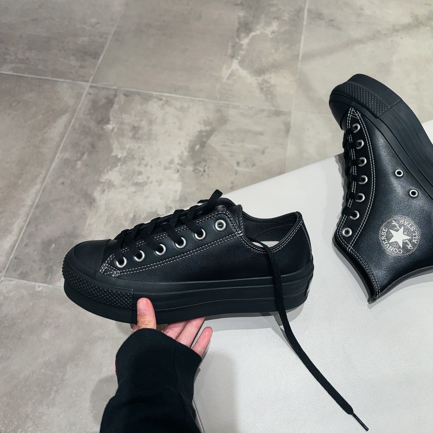 Converse All Star Lifted SL SA Hi 日本限定 全黑 外縫線 皮革 緞面鞋帶 厚底鞋 31313690 31313700