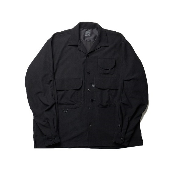 DAIWA PIER39 TECH FISHERMANS OPEN COLLAR SHIRTS - BLACK PRE ORDER ITEM (預訂中)