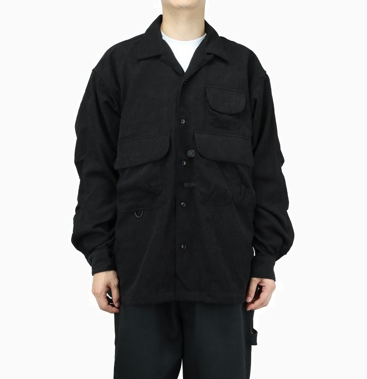 DAIWA PIER39 TECH FISHERMANS OPEN COLLAR SHIRTS - BLACK PRE ORDER ITEM (預訂中)