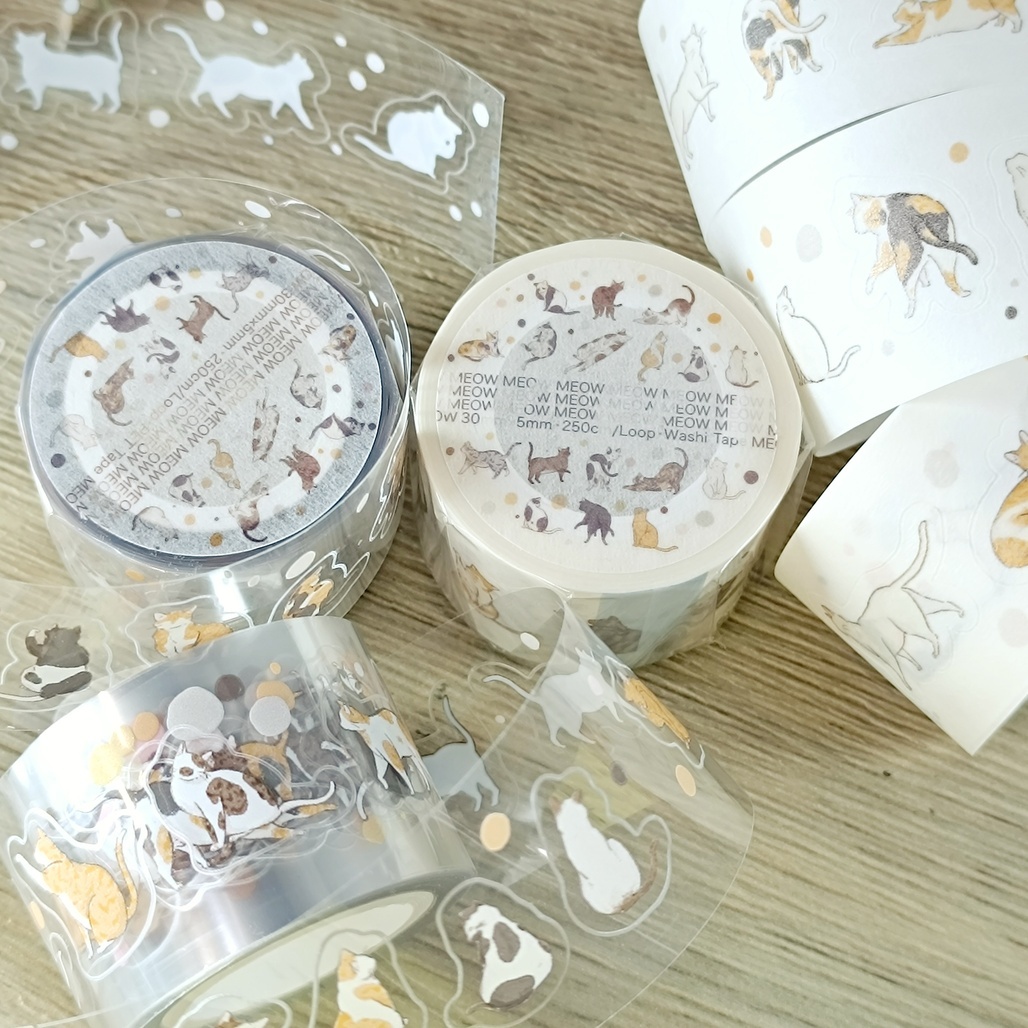 默代誌．Meow Meow Meow 3cm亮面PET/和紙割型膠帶 <整捲/分裝>