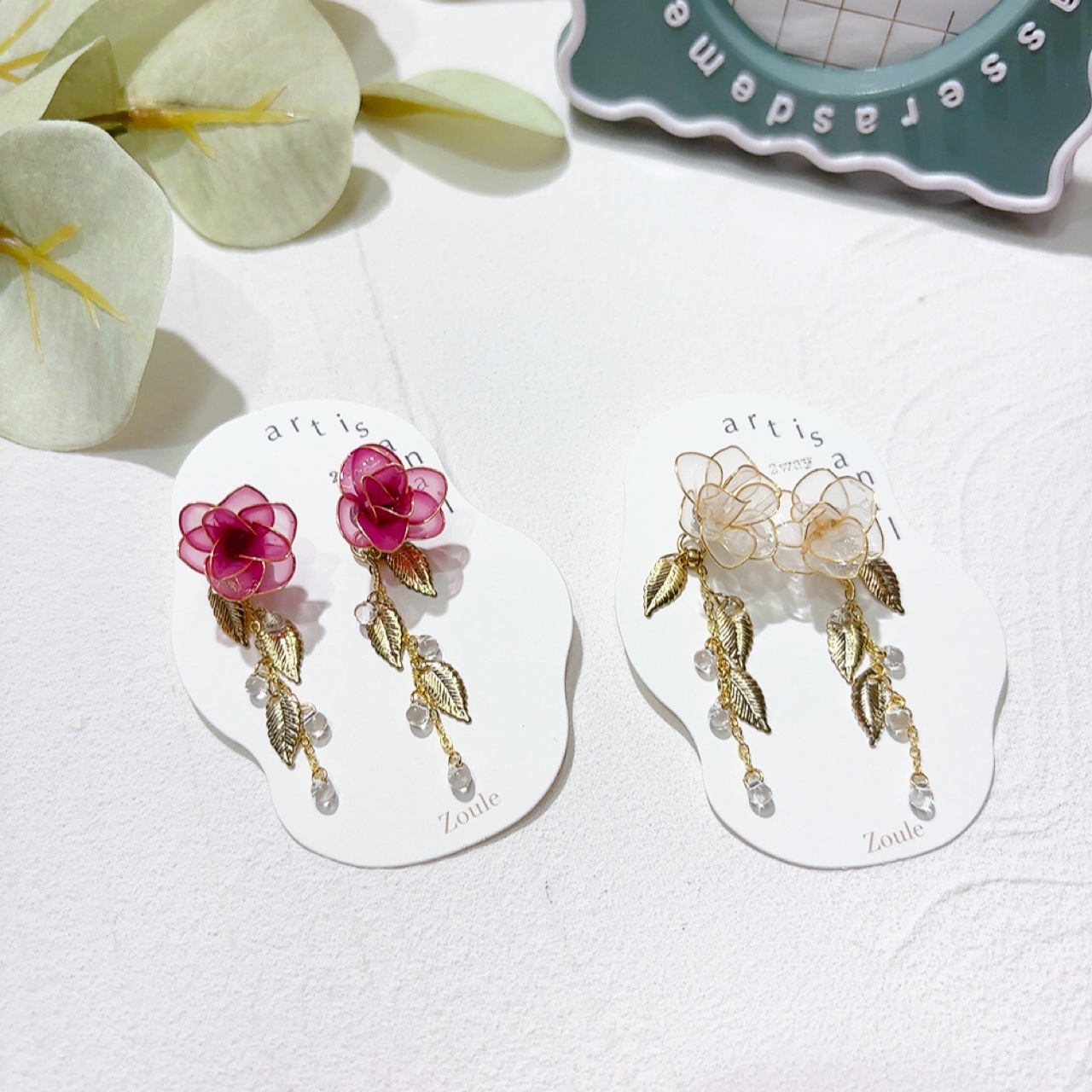 玫瑰花2WAY耳環