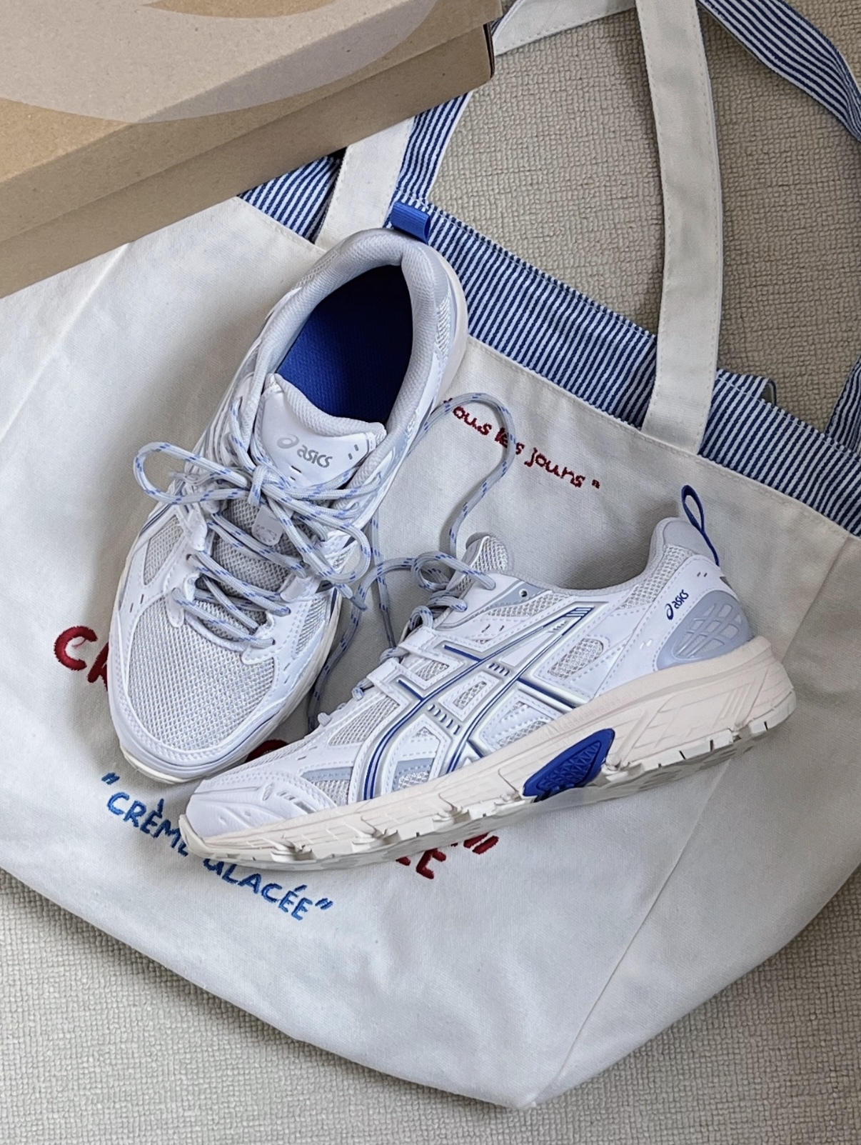 ASICS Nunobki 雲朵灰白 藍色 拼接 奶油底 復古 慢跑鞋 老爹鞋 1203A536-100/預購