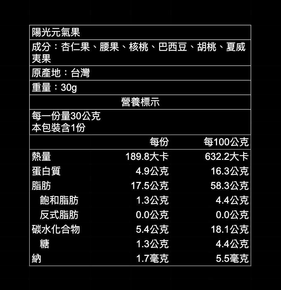 陽光元氣果|隨手包30gx10入