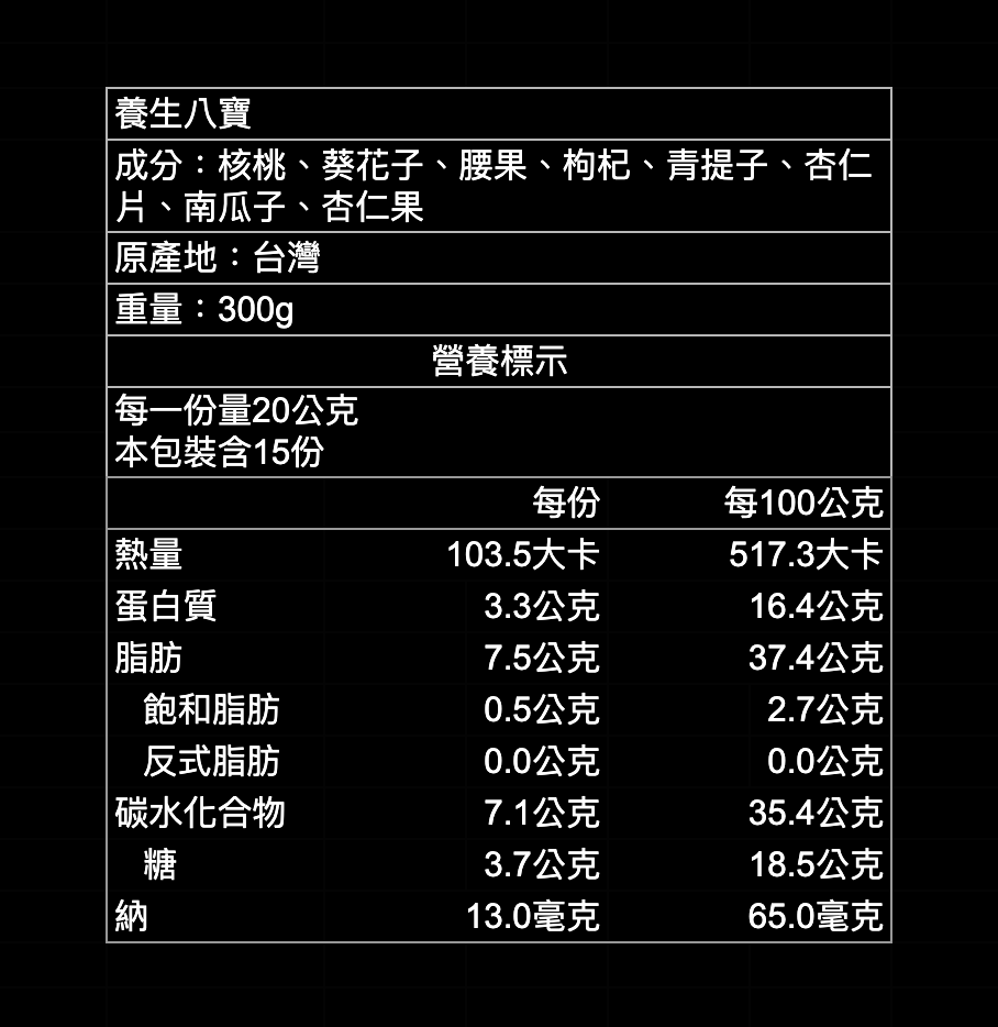養生八寶300g｜600g