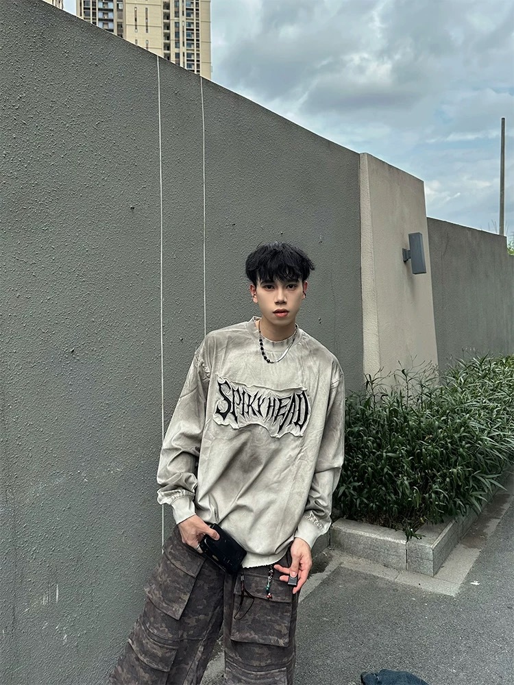 (Goal) 刺繡 貼布 長T 拼接 做舊 aw6815