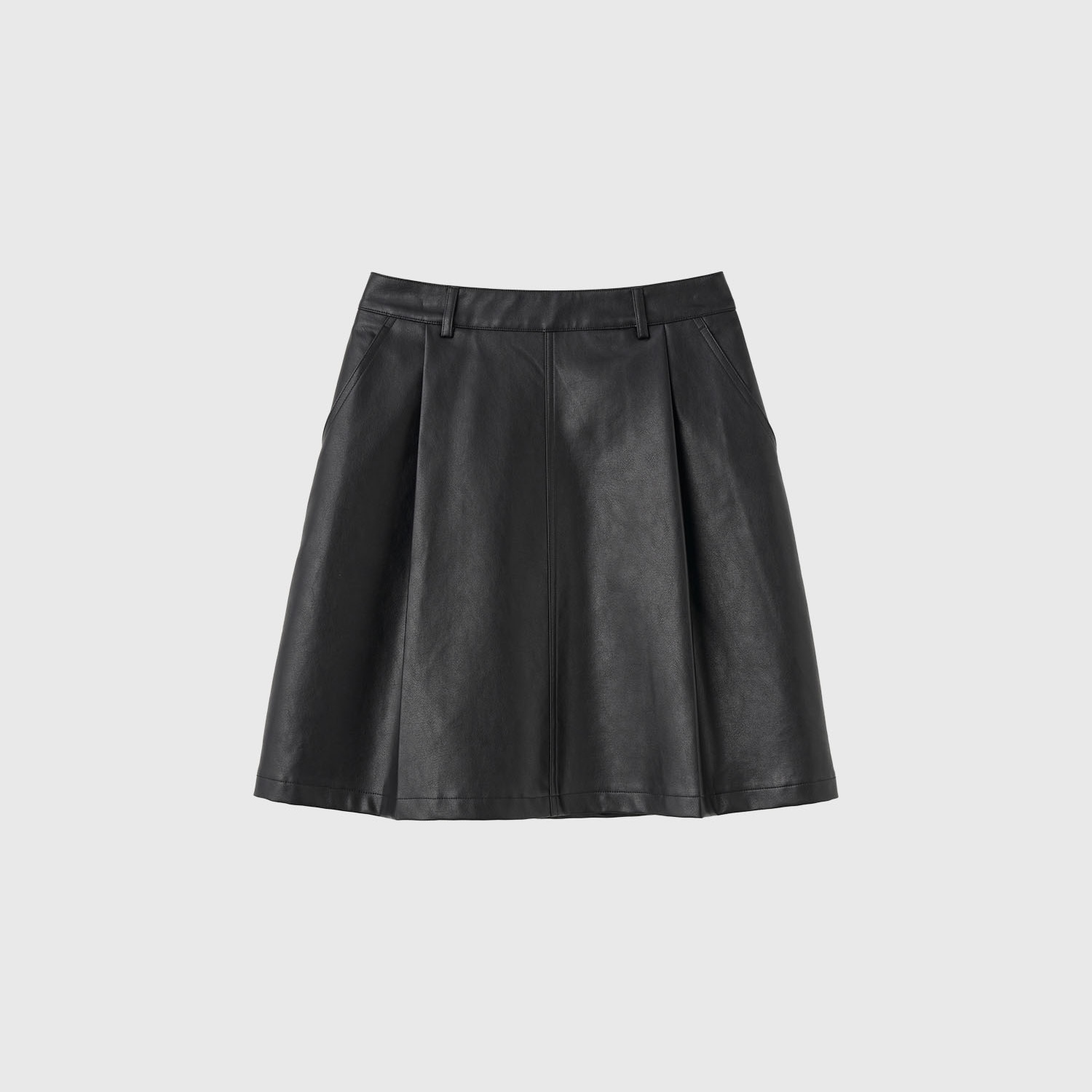 [GENERAL IDEA] LEATHER PINTUCK MIDI SKIRT