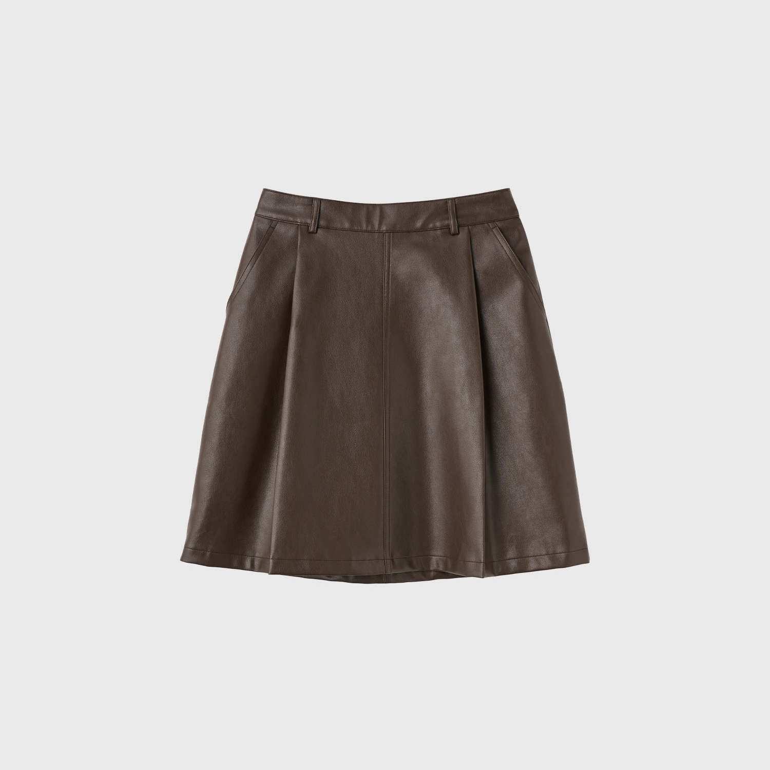 [GENERAL IDEA] LEATHER PINTUCK MIDI SKIRT