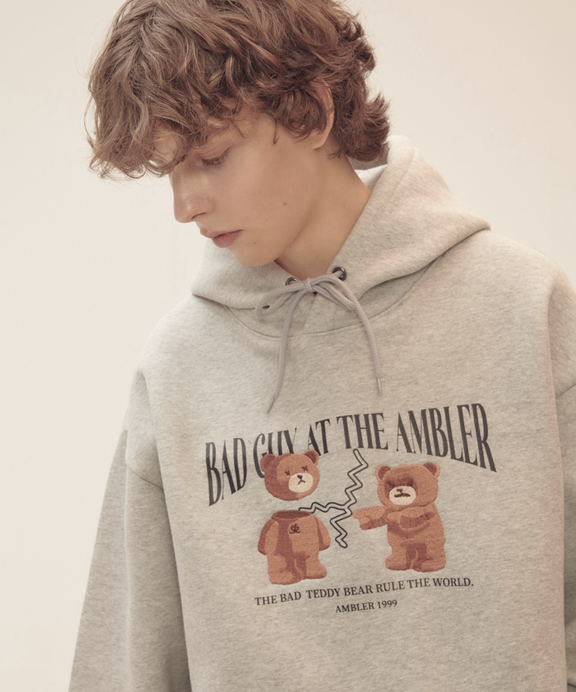 韓國連線🇰🇷 Ambler Bad Guy熊熊長袖帽T 連帽 長袖 寬鬆 帽T 秋冬 灰色 黑色/預購
