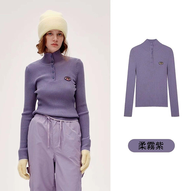 高領針織羅紋熊熊上衣-三色