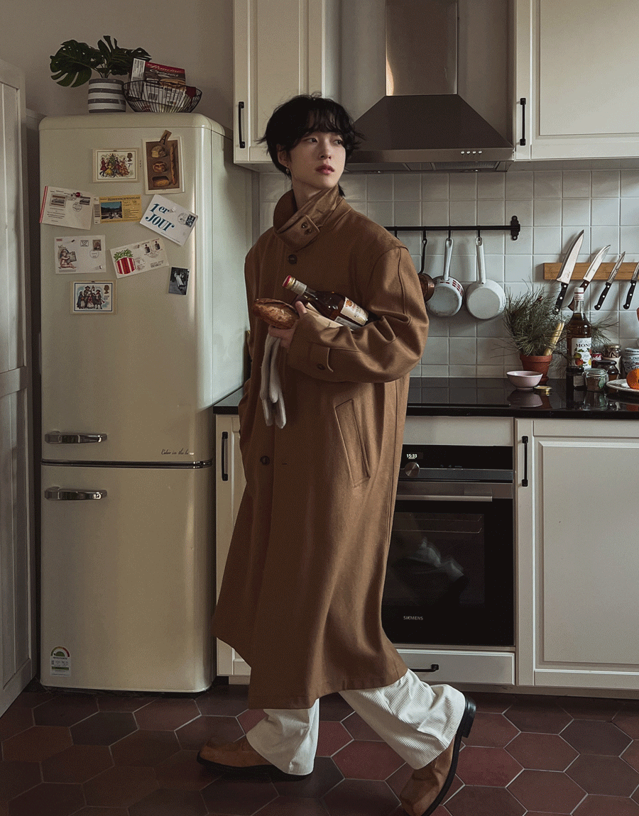 立領護頸羊毛大衣外套