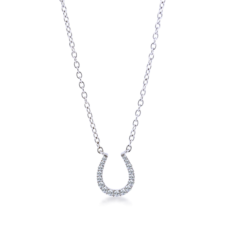 925純銀「幸運馬蹄鐵」滿鑽款 套鍊(16吋)-ADSNS0006