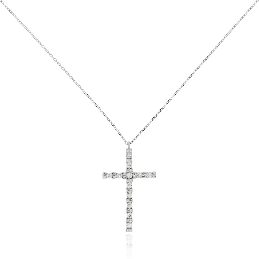 18K白金十字架鑽石吊咀