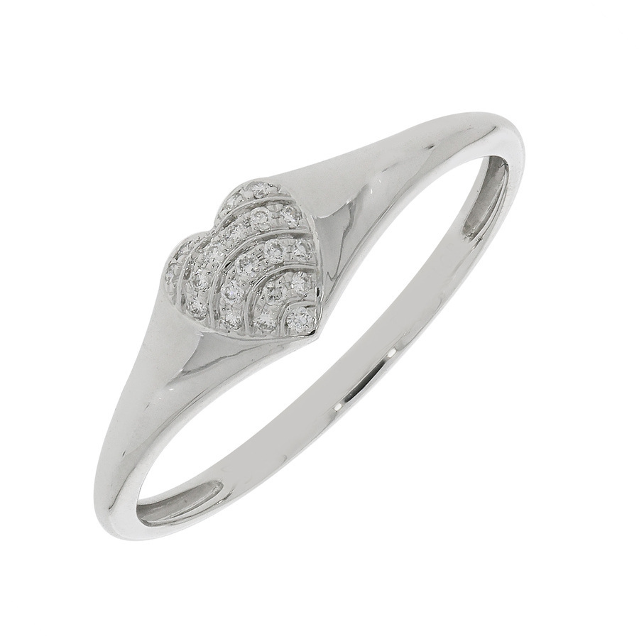 18K白金拱形心設計鑽石戒指