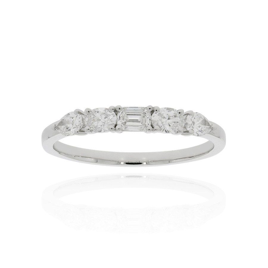 18K白金鑽石戒指-祖母綠,梨形鑽,橢圓形