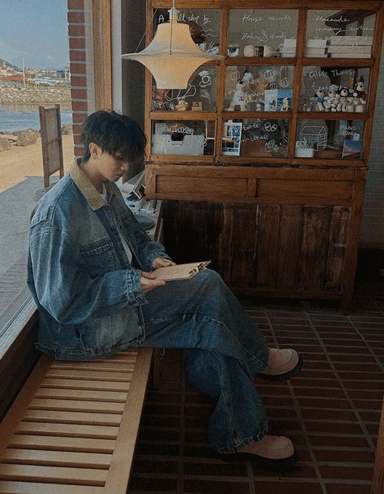 法式金工撞色領牛仔夾克外套