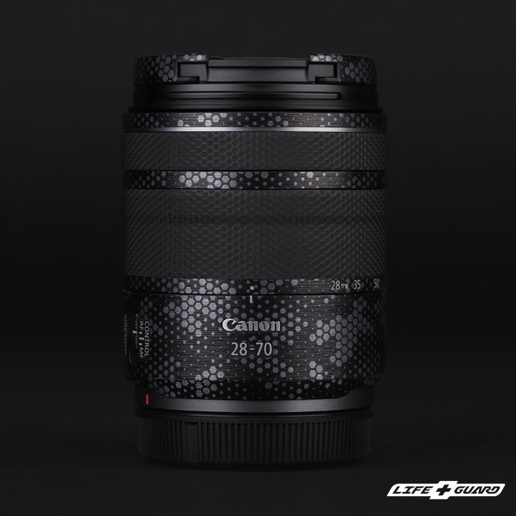 LIFE+GUARD 鏡頭貼膜安裝示意，適用 Canon RF 28-70mm F2.8