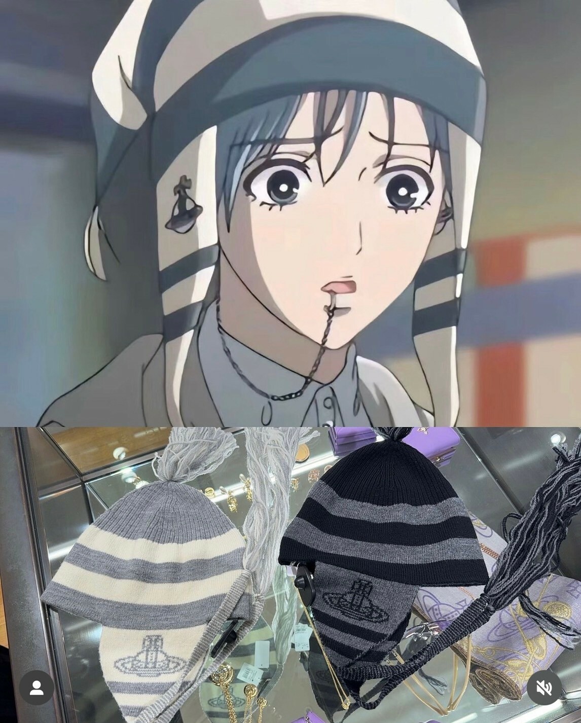 Vivienne Westwood 爆款 針織條紋土星Logo蓋耳毛帽 遮耳帽