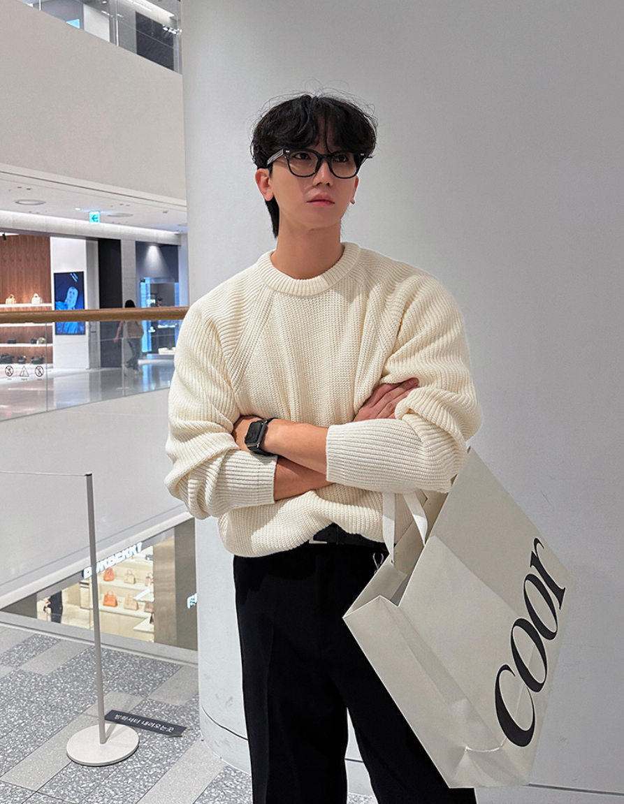 (韓國獨家特價)圓領素面針織衫