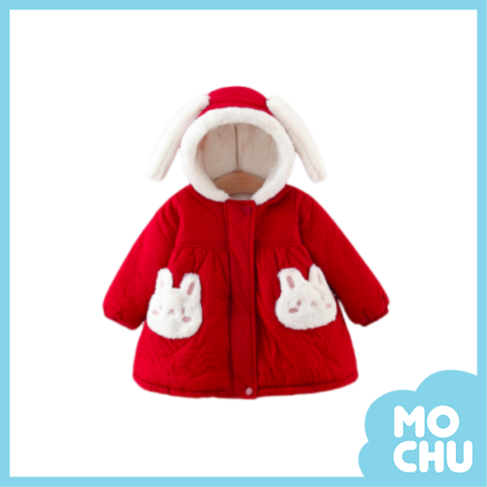 雙兔長耳口袋加絨外套