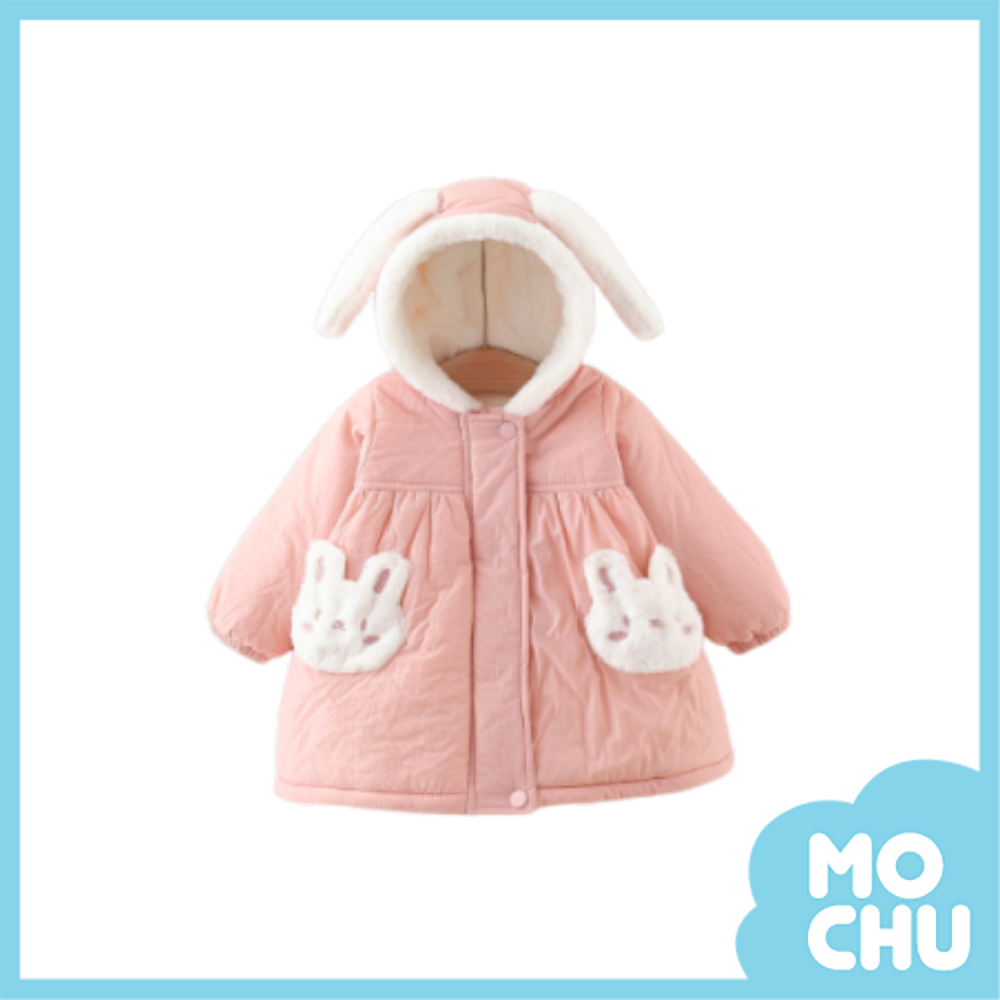 雙兔長耳口袋加絨外套