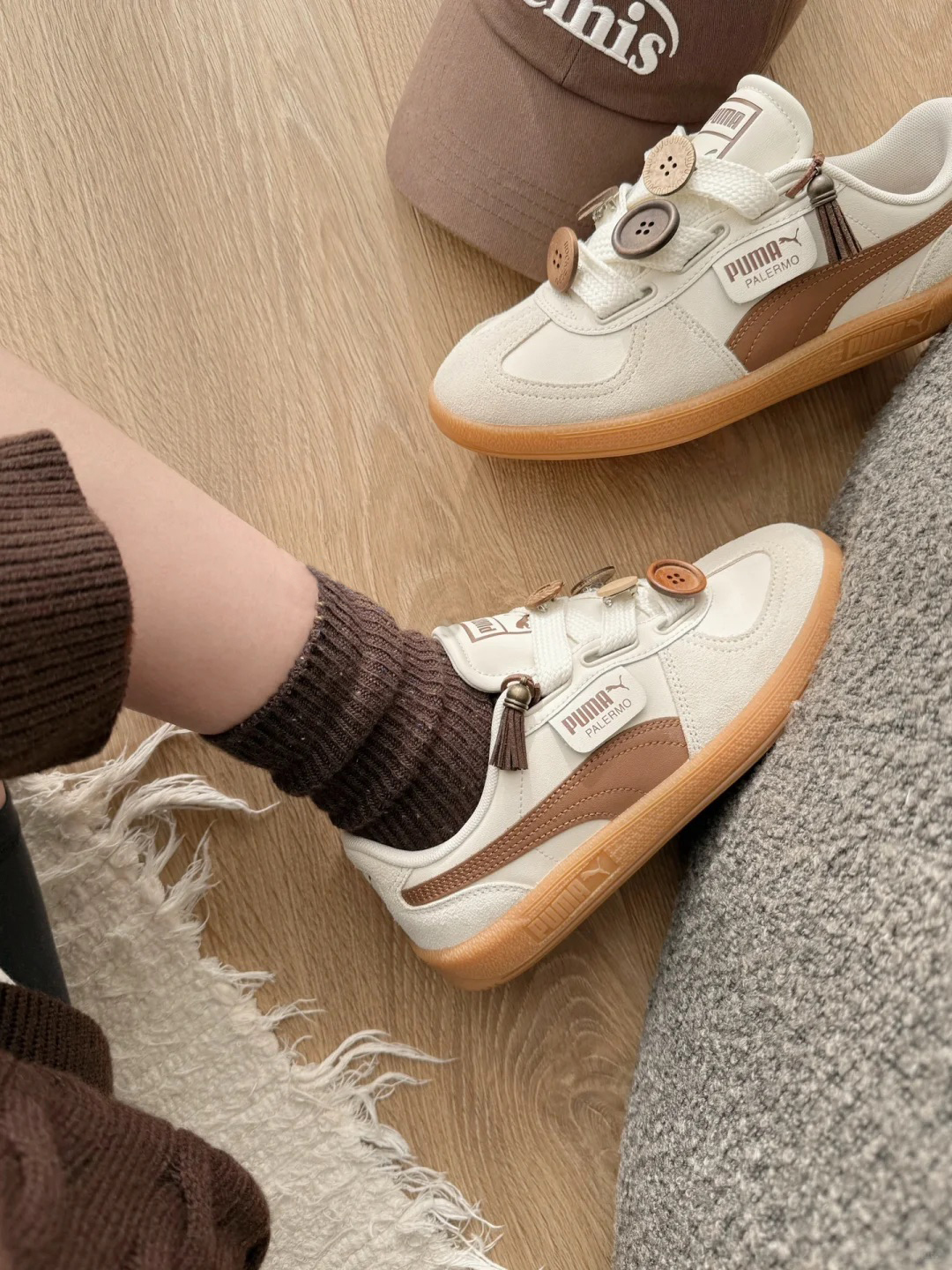 PUMA PALERMO WIDE LACE SD 焦糖拿鐵 奶油白 米白 咖啡色 可可色 大地色 千鳥格紋 粗鞋帶 女鞋 402109-03 / 預購