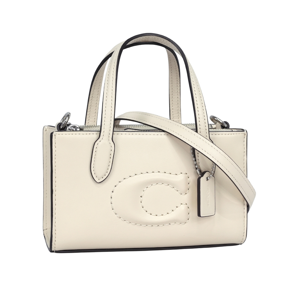 【COACH】Nina 銀釦縫線標誌小牛皮迷你手提/斜背二用包