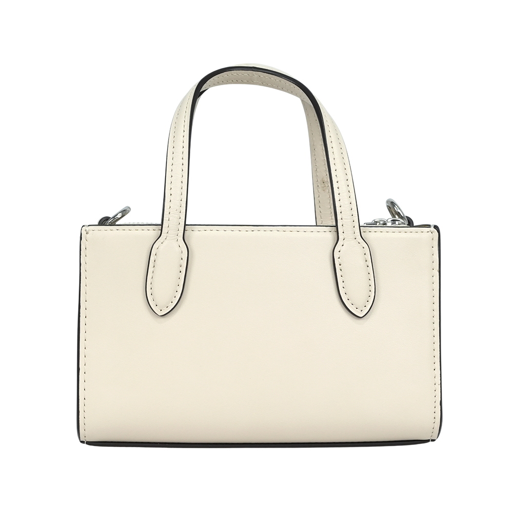 【COACH】Nina 銀釦縫線標誌小牛皮迷你手提/斜背二用包(白色)CT804 SVHA