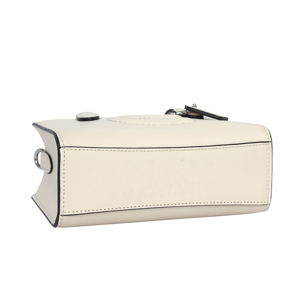 【COACH】Nina 銀釦縫線標誌小牛皮迷你手提/斜背二用包(白色)CT804 SVHA