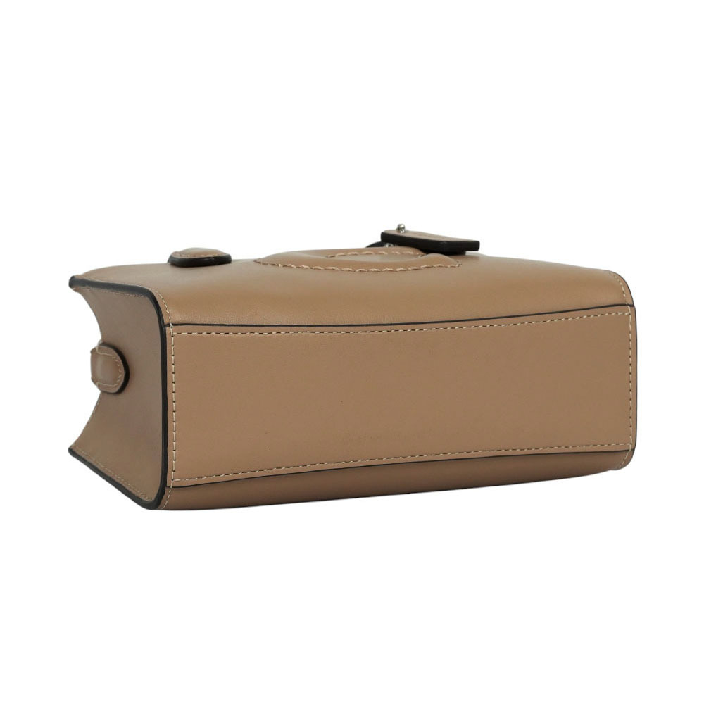 【COACH】Nina 銀釦縫線標誌小牛皮迷你手提/斜背二用包(奶茶色)CT804 SVTP