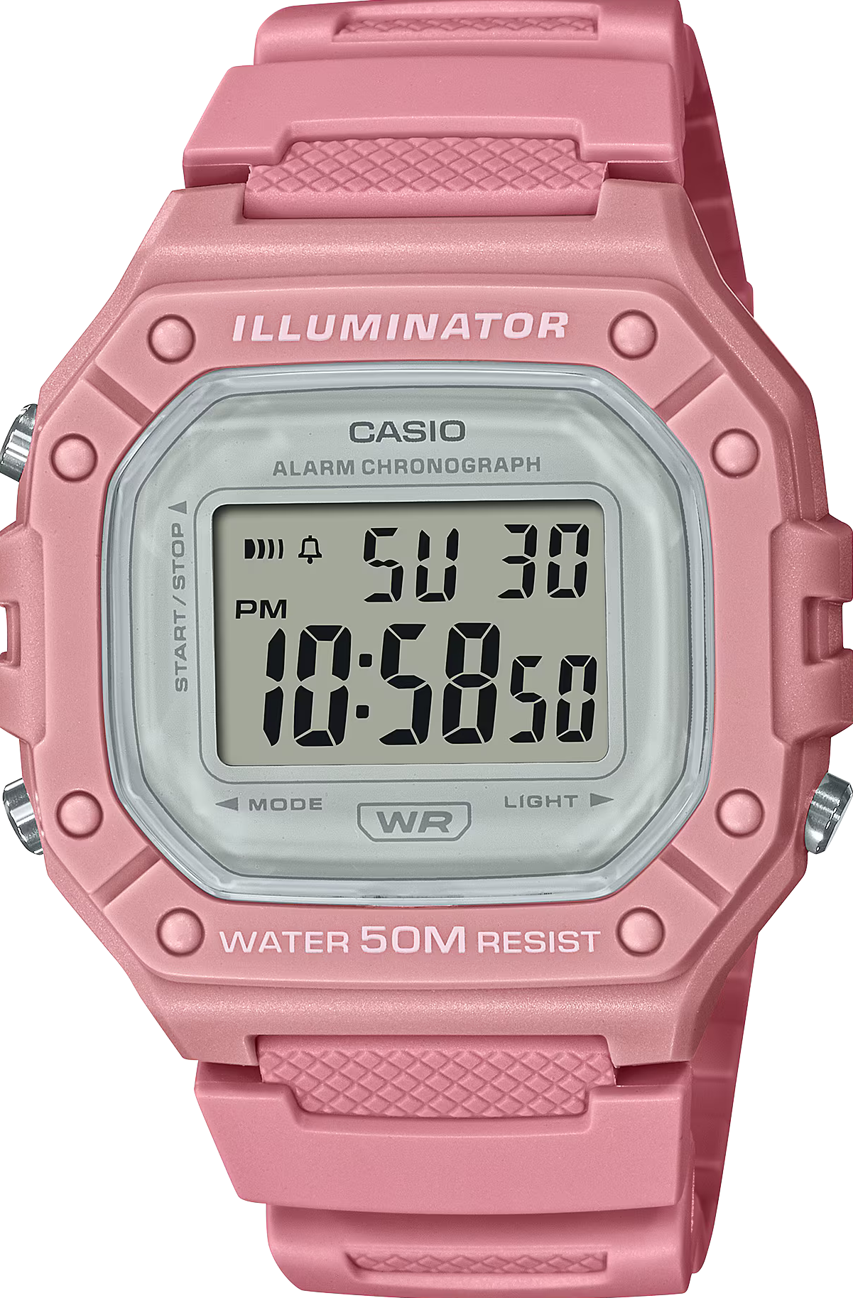 萬年鐘錶 - CASIO 卡西歐方形繽紛流行色電子錶 W-218HC-4AV   錶徑 : 43.2 MM