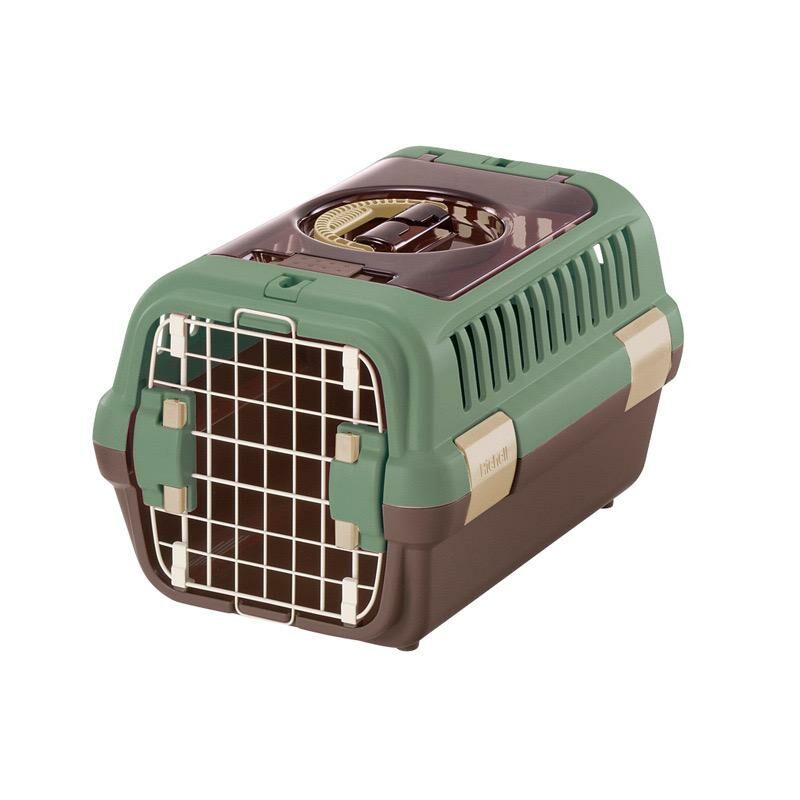 Richell Double Door Pet Carrier Small (green and brown) ~5kg