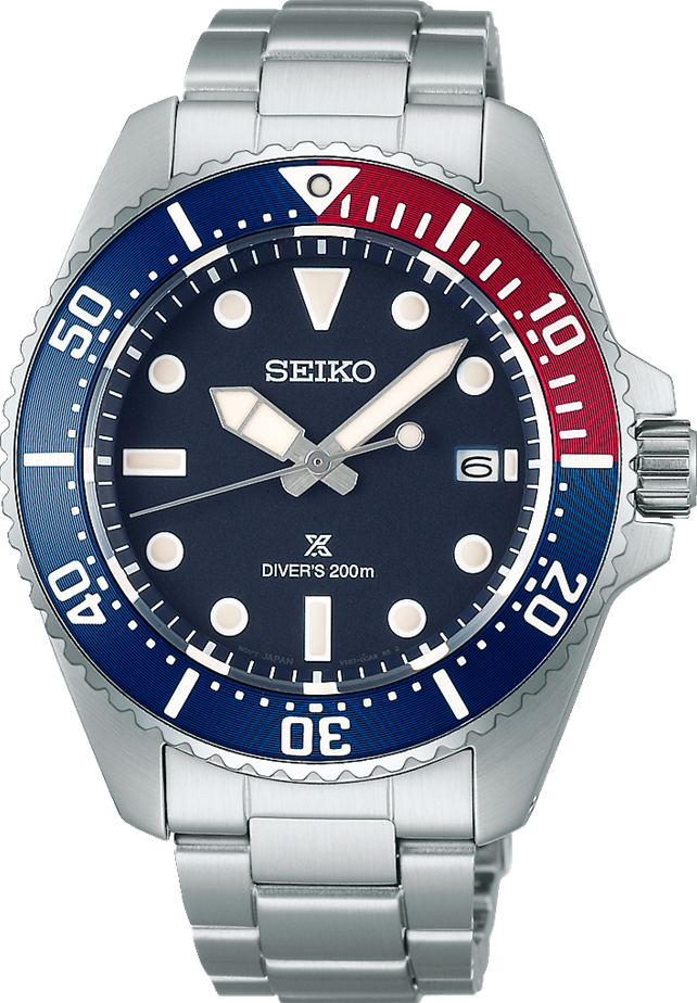 萬年鐘錶 - SEIKO PROSPEX  可樂圈太陽能潛水錶  SNE595P1 / V157-00A0B 錶徑41MM