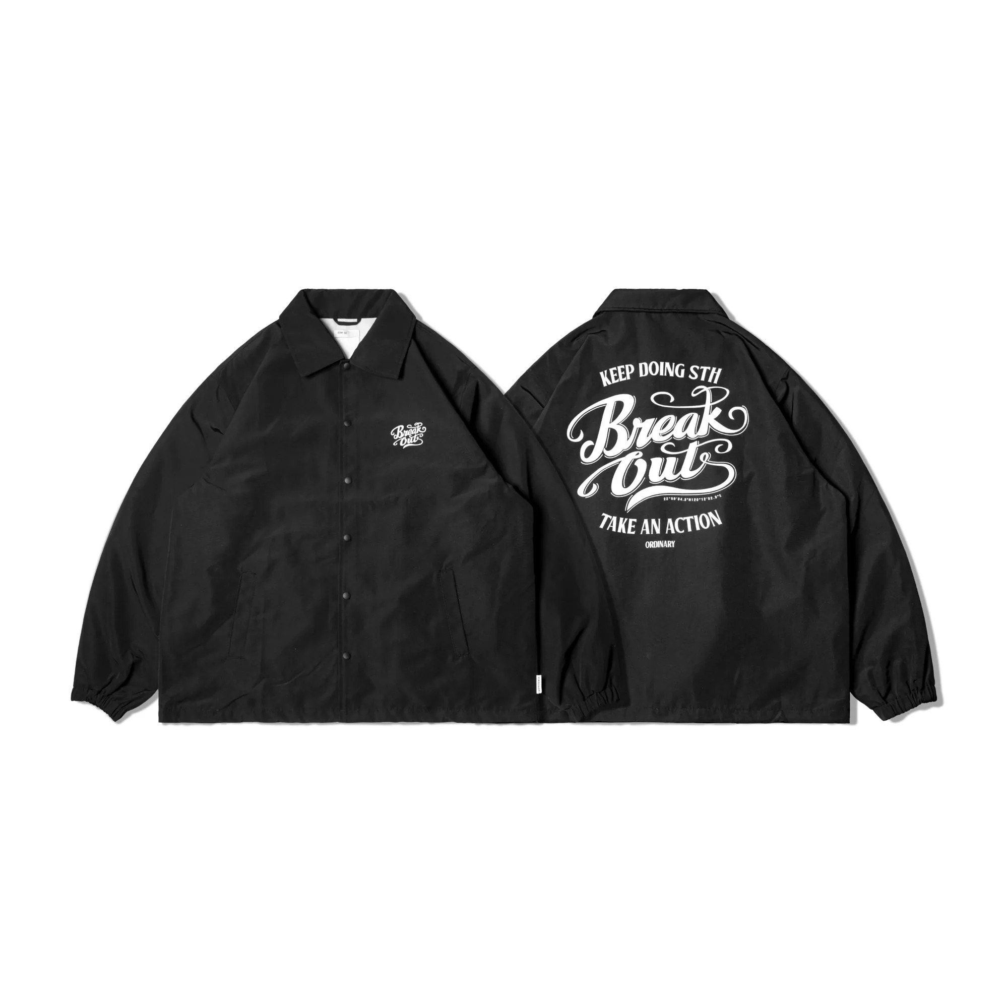 ORDINARY / CURSIVE WRITING COACH JACKET 復古海報字體教練夾克 - 黑色, 鴨尾綠色